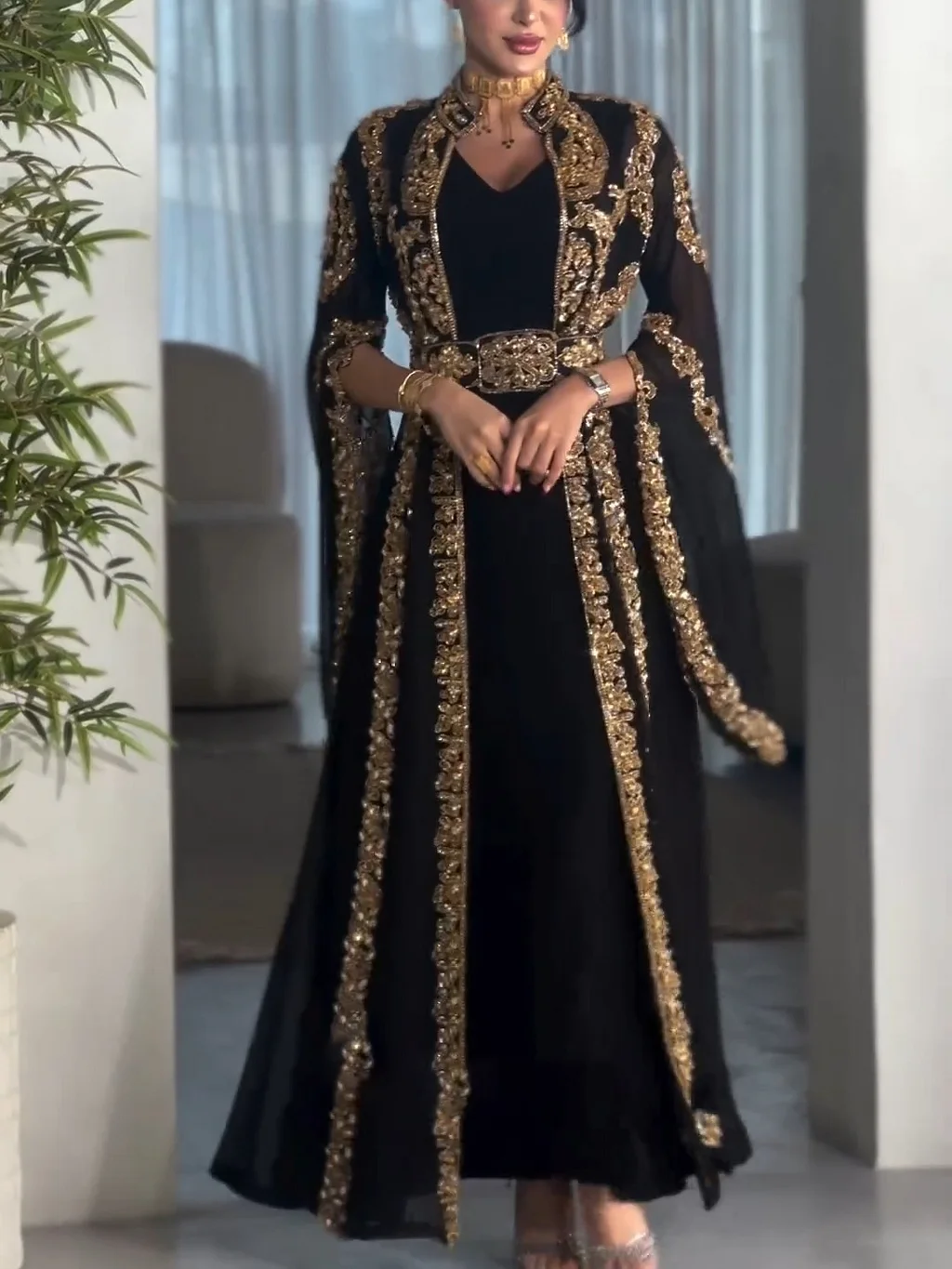 elegant-black-moroccan-kaftan-gold-embroidery-eid-wedding-gown (5)