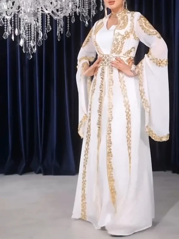 Elegant Black Moroccan Kaftan with Gold Royal Embroidery & Belt – Handmade Formal Abaya Gown for Eid & Weddings - Image 11