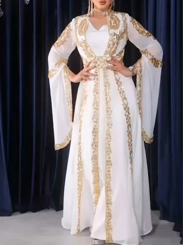 Elegant Black Moroccan Kaftan with Gold Royal Embroidery & Belt – Handmade Formal Abaya Gown for Eid & Weddings - Image 8